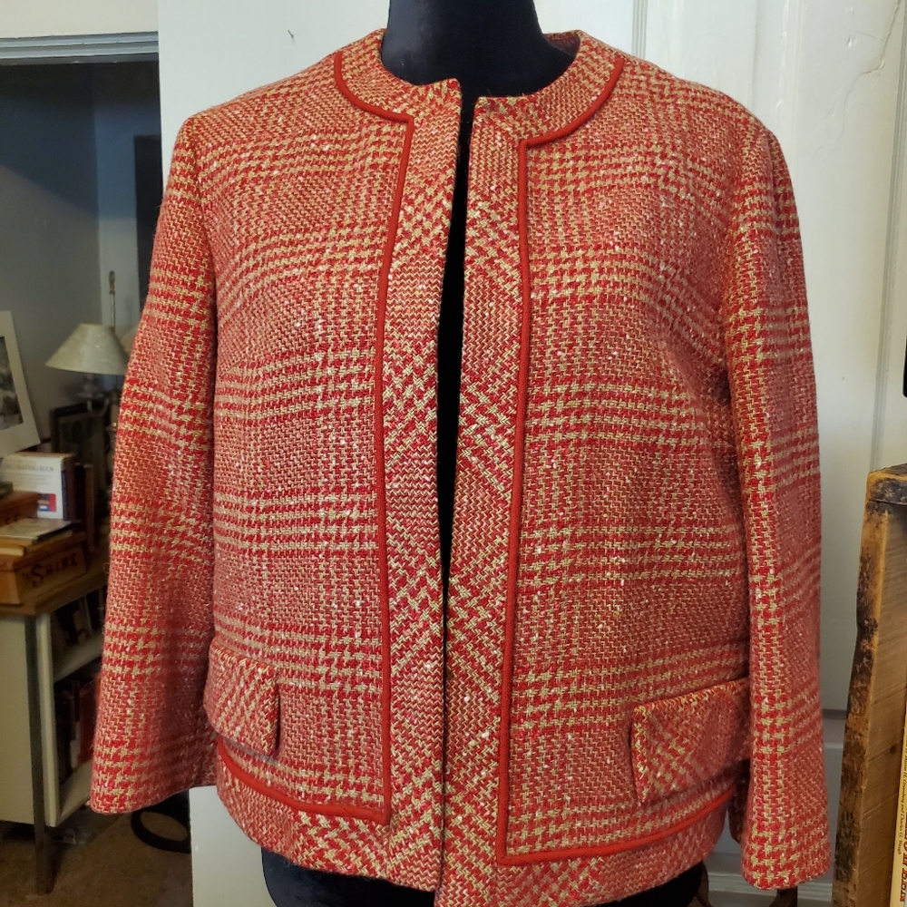 Vintage 1970s Pendleton Wool Red And Gold Jacket Size 16
